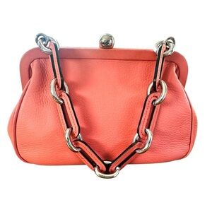 Marc Jacobs Classic Coral Pebbled Leather Kiss-Lock Frame Bag with Chain Strap